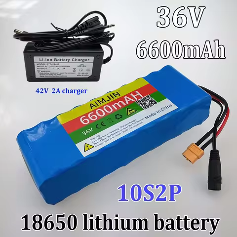 36V 6600mAh battery ,For Modified Bicycles,Electric Vehicle Rechargeable Battery 18650 10S2P +42V Ch