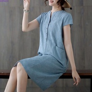 LAHSTORE loose dress with mussel sleeves and side pockets DS03 (Moss Green)