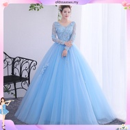 Blue & Salmon Pink Maxi Length Evening Dress - Ideal for Bridal Emcee and Gala Dinners