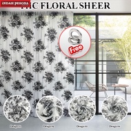 ✨Floral White Sheer Curtain Hook & Ring Ready Stock / 4 Design / Kain Langsir Laining Bercorak / Lan