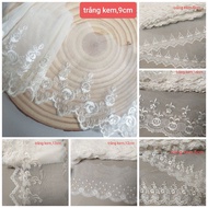 Embroidered mesh lace, sizes from 4cm to 14cm (1 meter)