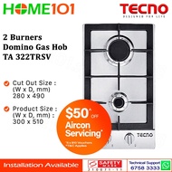Tecno Stainless Steel Domino Cooker Hob 2 Burners TA 322TRSV - LPG / PUB - FREE INSTALLATION