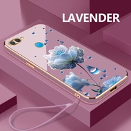 Softcase For OPPO A7 A7n A7x A8 Blue Flower Drop Resistant Soft Case