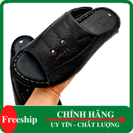 Dép da bò nam quai ngang ndk cao cấp kiểu đế su rất êm chân quai da bò 100% may quai chắc chắn N.S2