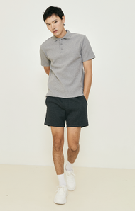 PMITH Luke Ribbed Polo Shirt in Grey