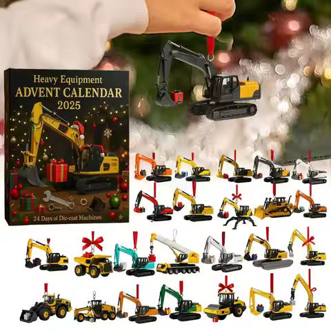 Heavy Equipment Advent Calendar Excavator Advent Calendar 2D Flat Building Decoration 24 Day Christm
