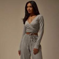 Wrap Around Tie Long Sleeve Ballet Style Cotton Lounge Top Coord Top Only Winter Cosy Lounge Cute Ev