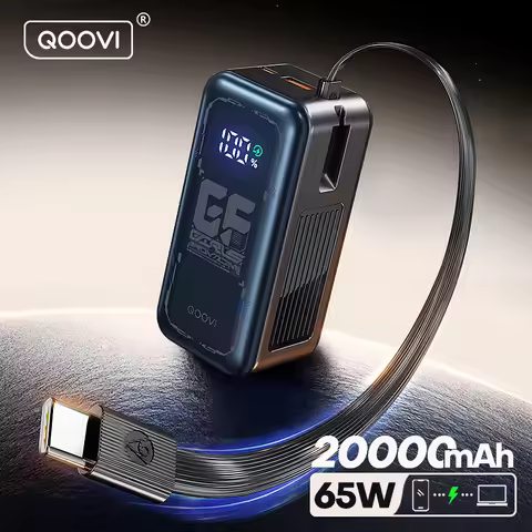 QOOVI 20000mah Power Bank PD 65W Fast Charging External Battery Portable Charger For iPhone 17 Macbo