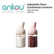 ANKOU Glass Condiments Container - Glass Adjustable Container 250ml