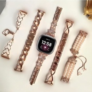 Luxury Rose Gold Watch Strap For Fitbit Versa 4 Strap Metal Fitbit Sense 2 / Fitbit Versa 3 Strap / 