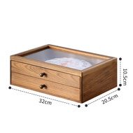 ThaiLucky ตู้เก็บเครื่องประดับ ไม้สัก กล่องเก็บสร้อยคอ แหวนสร้อยข้อมือ ลิ้นชัก2ชั้น ขนาด32cm