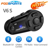 【sought-after】 Fodsports V6 S Motorcycle Helmet Bluetooth Headset Wireless for 6 Riders FM Moto Comm