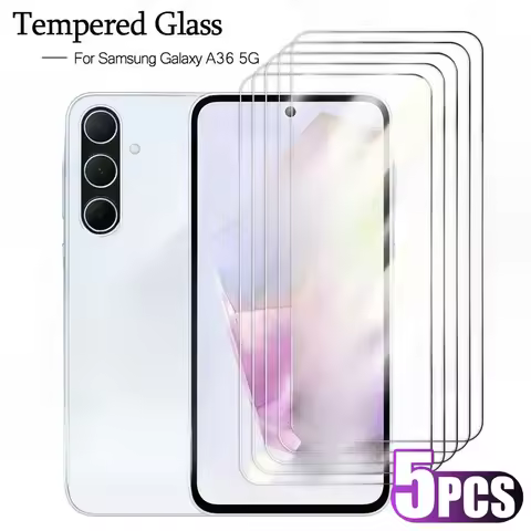 5Pcs for Samsung Galaxy A36 Clear Tempered Glass Screen Protecto - 99.9% HD Transparency,True Touch 