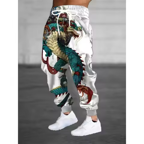 Men's casual pants divine beast 3D printing drawstring warm tight sports jogging pants fashionable s