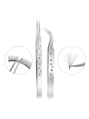 2PC SIndustrial Tweezers Electronics Anti-static Curved Straight Tip Precision Stainless DIY Hand To