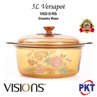 (Ready Stock) Visions 5L Covered Casserole Cookware (VSD-5) [Periuk Bercorak Corelle Amber Pot Dutch
