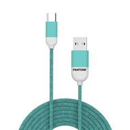 Pantone-Type-C to USB A 尼龍編織傳輸線/充電線(Tiffany藍)