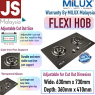 MILUX Cooker Hob Flexi Cut Out Dimension 80CM Large Glass Top MGH-966F  [Cast Iron Pan Support]