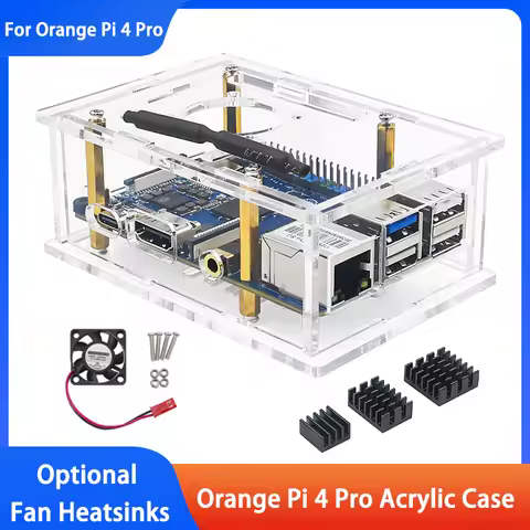 Orange Pi 4 Pro Acrylic Case Transparent Shell Cooling Optional Fan Heatsinks For Orange Pi 4 Pro