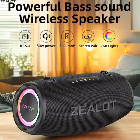 ZEALOT S87 80W Wireless Speakers, Outdoor Portable Subwoofer Speaker, IPX 5, Hifi Sound quality, RGB