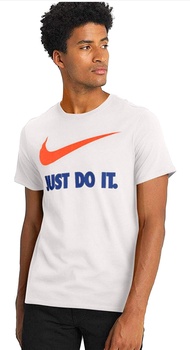 Nike Men's Sportswear Just Do It Swoosh Tee (XX-Large, White/Team Royal/Team Orange)