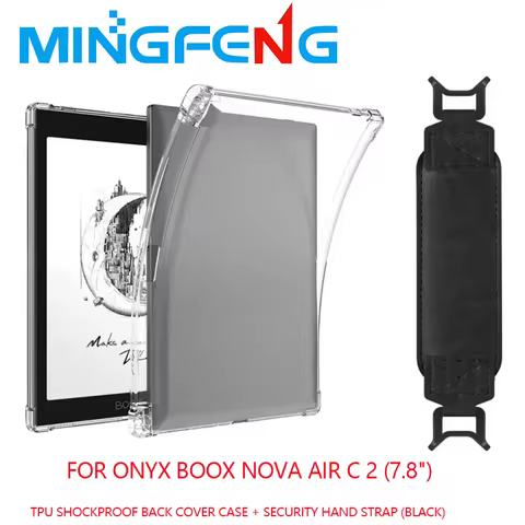 2-IN-1 For Onyx Boox Nova Air C 2 (7.8") eBook Clear Pencil Holder TPU Shockproof Back Cover Case + 