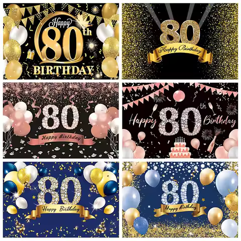80th Happy Birthday Background Birthday Party Decoration Banner Supplies 80th Birthday Photo Booth P