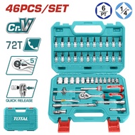TOTAL 46 Pcs 1/4′′ SOCKET SET THT141462