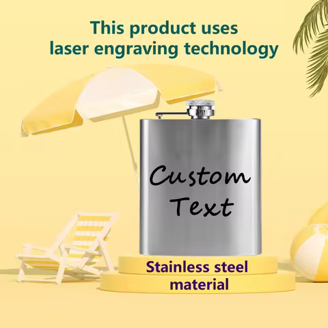 Custom Personalized Silver Stainless Steel Hip Flask 7 Ounces Travel Anniversary Gift for Friends Fa