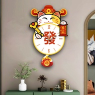 Silent Lucky Cat Wall Clock Swing Silent Clock Pendulum Wall Clock Swing Clock in Living Room