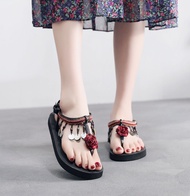 Giày Sandal Nữ Bohemian Mùa Hè Đế Bằng Thời Trang Giày Lụa Mới Phong Cách Thanh Thiện Giày Đi Biển Đ
