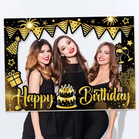 1Pcs Happy Birthday Photo Booth Frame Props Kids Favors Adult Birthday Party PhotoBooth Props Annive
