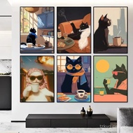 1pc Trendy Cat D-Dopamine Poster  Art Waterproof Coffee House Bar Room Wall Decor Kawaii Canvas​ Kid