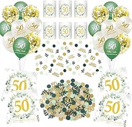 Afritee 50th Birthday Decoration Woman Man, Pack of 55 Sage Green Balloon Napkins Lantern Confetti T