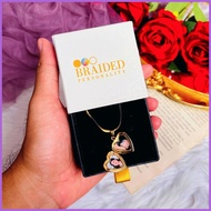 ◧ ⊙ ✼ Braided Personality Gold Heart Photo Locket Necklace with Box