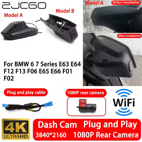 for BMW 6 7 Series E63 E64 F12 F13 F06 E65 E66 F01 F02 4K 2160P Front Rear Camera Dash Cam Wifi Plug