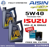 AISIN Fully Synthetic 5W-40 8 LITERS ENGINE OIL PACKAGE FOR ISUZU DMAX MUX MU-X D-MAX