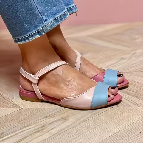 Peep Toe Women's Sandals Low Heels Casual Shoes
