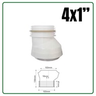 Toilet Offset WC Connector 4"x1"Flexible Bent Connector