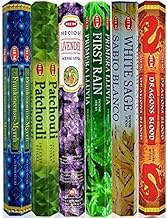 Six Most Popular Hem Incense Scents of All Time, 120 Sticks Total, 20 Sticks Each of Dragon's Blood, Frankincense &amp; Myrrh, Patchouli, Precious Lavender, First Rain, and White Sage