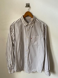 KEMEJA LEVIS STRIPE GARIS SIZE L PUTIH ABU SECOND PRELOVE