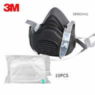 หน้ากากกันสารเคมี 3M 3200 หน้ากากพร้อมแผ่นกรองฝุ่น ระดับ N95 มีแผ่นกรองฝุ่น กรองกลิ่น PM 2.5 หน้ากาก