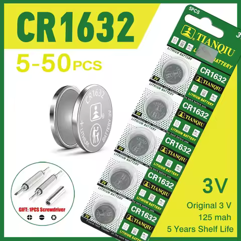 Hot Button battery 5-50Pcs CR1632 BR1632 DL1632 ECR1632 LM1632 lithium battery Cell Button Toys 1632