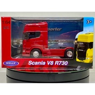 Welly SCANIA V8 R730 Truck Tractor Red Trailer Transporter Pickup Truck 64 Diecast Car Hotwheels Mat