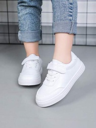 1雙兒童白色運動鞋,韓國風格男女童軟底運動鞋,適用於春季/秋季