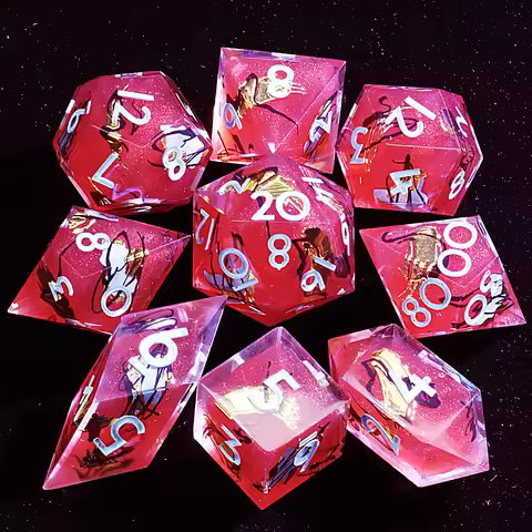 9 Polyhedral Resin DnD Sets Dice Neon Watermelon Chroma