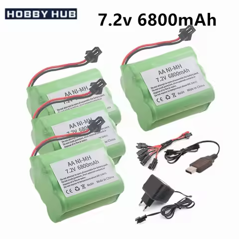 7.2v 6800mAh Rechargeable NiMH Battery For RC Cars Robots Tank Gun Boats toys parts T Model With SM 