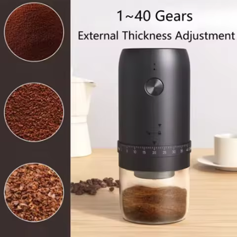 Cordless Coffee Grinder, 40-Grade Adjustable Ceramic Burr, 1800mAh Battery, Type-C Charging, Portabl