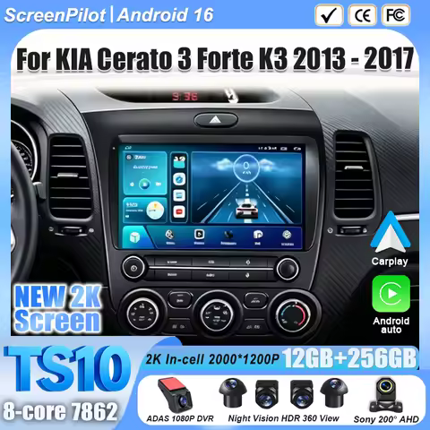 Android 16 For KIA Cerato 3 Forte K3 2013-2017 Car Radio Stereo Head Unit Multimedia Video Player GP