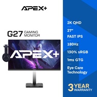 APEX+ EVO 27" 180Hz 2K QHD Monitor - Fast IPS | 1ms GTG | HDMI + DP | Audio Speaker | VESA | Office 